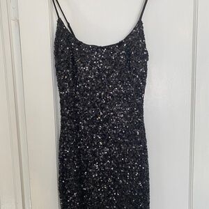 NWT GUESS Sabrina Black Sequin Dress